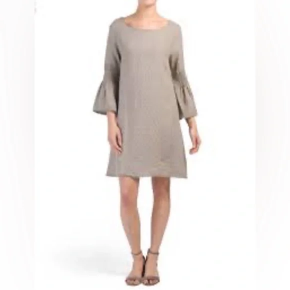 Lungo Larno Dresses | Lungo Larno 100 Percent Linen Boho Bell Sleeve Dress | Color: Cream | Size: S | Sljjaj100's Closet